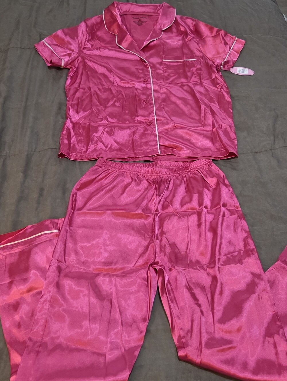 Spoiled Angel Hot Pink Satin Pajama Set